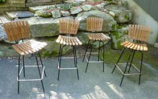   Danish Modern Arthur Umanoff Slat Chair Bar Stools Eames Era  