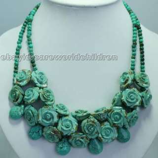 JL Turquoise Flower 2 Rows Gorgeous Necklace  