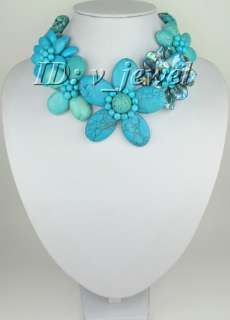 Turquoise flower necklace/earring set VJ  