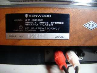 Vintage Kenwood KP 5022 Turntable w/ FRESH TUNE UP; Works Great 