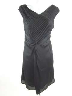 NWT ARYN K Black Pleated Cap Sleeve Dress Size M $115  