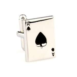  Silver Ace of Spades Playing Card Cufflinks Cuff Links 
