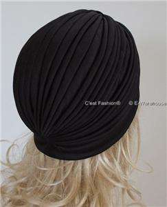 Turban Head Wrap Cover Band Hat Cap Bandana Black x 1  