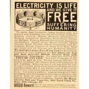  1899 Vintage Ad Medical Quackery Electric Belt Truss 