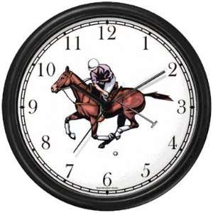  Polo Pony and Rider Chasing Down the Ball Horse Wall Clock 