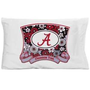  Alabama Crimson Tide White Floral Pillow Case Sports 