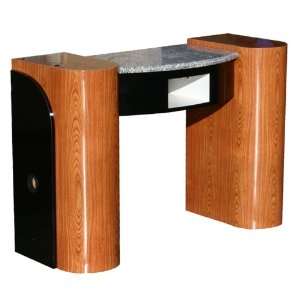  Trista Manicure Table   Dark wood/ White granite top 