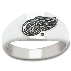  Detroit Red Wings Mens Sterling Silver Cigar Band Ring 