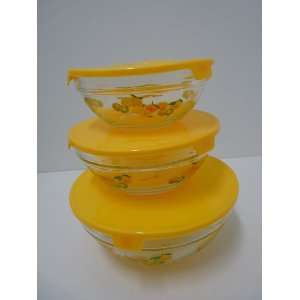   pc Glass Set with Lids (Orange Lemon and Lime Design) 