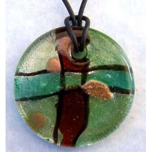  Murano art glass pendant lampwork necklace,disk cross, Y62 