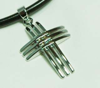 Mens/Women Triple Closs Pendant Leather Necklace LN26  