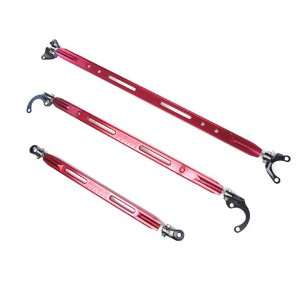   without ABS Megan Racing Front + Rear Strut + Tie Bar 3PC Combo Red
