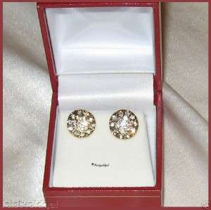 THE BEST 14K GOLD GP ETOILE CZ STUDDED BUTTON EARRINGS  