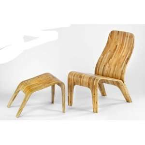 Tre Lounge Chair with Ottoman  Eco Friendly Bamboo (Natural) (36H x 