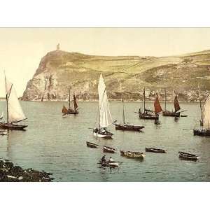 Vintage Travel Poster   Port Erin Bradda Head Isle of Man England 24 X 