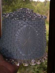 VINTAGE GLASS CEILING LIGHT FIXTURE SHADE Basketweave frosted light 