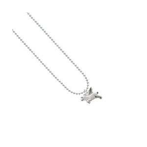  Silver Flying Pig   2 D Ball Chain Charm Necklace Arts 