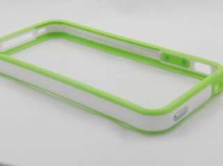 Green and White Bumper Case Cover W/ Metal Buttons for iPhone 4 4S 