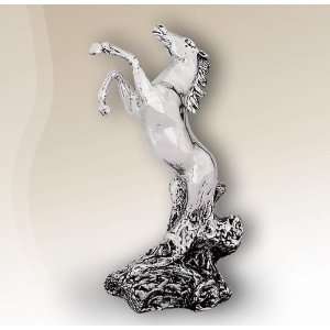  Horse Rearing Silver Plated Sculpture