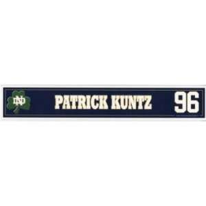 Pat Kuntz #96 Notre Dame Game Used Locker Room Nameplate   Other Items 