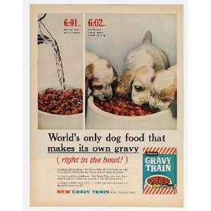  1961 Cocker Spaniel Puppies Gravy Train Dog Food Print Ad 