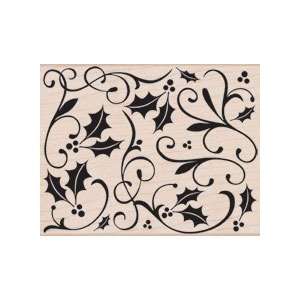  Wood Mounted Rubber Stamp Holly Flourish