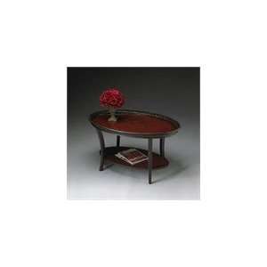   Oval Cocktail Table Traditional Red and Black