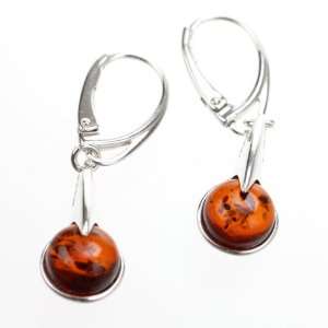  Sterling silver and cognac amber dangle earrings Jewelry