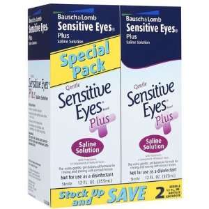 Bausch and Lomb Sensitive Eyes Plus Saline Solution    24  oz Twin ct 