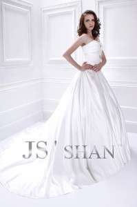 Jsshan Princess Satin Strapless Train A Line Bridal Gown Wedding Dress 