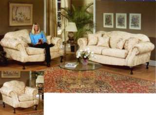 Traditional Queen Anne Formal Living Room Collection Sofa and Loveseat 