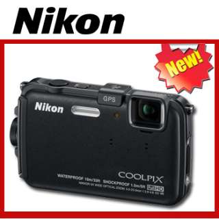 Nikon COOLPIX AW100 16.0 MP Digital Camera (Black) + Case & Extended 
