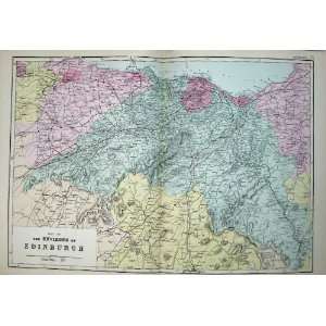  1881 Map Scotland Plan Environs Edinburgh Firth Forth 