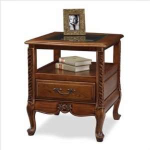  Leick 6217 Wisteria Glass Top End Table in Chestnut Satin 