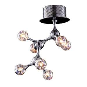 Molecular Collection 7 Light Semi Flush Mount In Chrome With Rainbow 