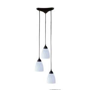  3 Light Pendant In Dark Rust And Simply White Glass