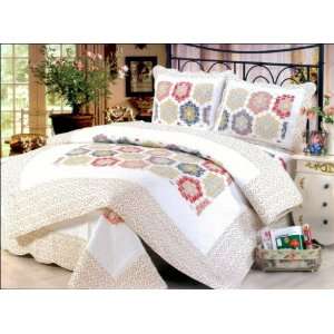  Beatific Bedding 3pc Color Floral Cotton Bedspread Set 