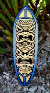 Blue Tiki Totem Surfboard Wall Art Tropic Beach Decor  