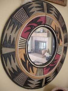 SouthWestern 24 Round Aztecs  style Pottery Design Mirror  