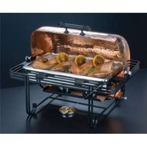   Rectangular Roll Top Chafer with Hammered Copper Cover