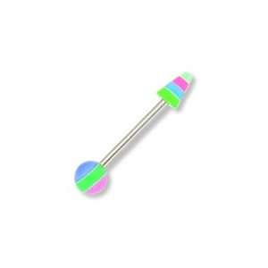 FUNKY CONE TOP STRAIGHT BARBELL TONGUE RING 14g 3/8~10mm 