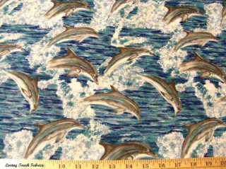 OOP Shamash & Sons Dolphin Water Fabric FQ 18 x 22  