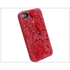  Red Hard Case Cover for Iphone 4 4s 4g White 3d Sculpture 