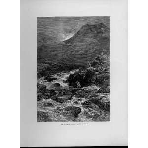  Stream From Llyn Idwal Old Prints C1880 Wales