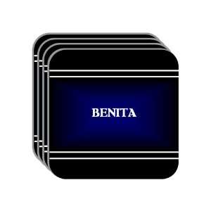 Personal Name Gift   BENITA Set of 4 Mini Mousepad Coasters (black 