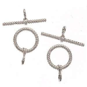  Sterling Silver Pointelle Toggle Clasps 8.5mm (2 Sets 