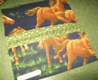 Handmade Horses Fabric Checkbook Cover~Wallet~Billfold  
