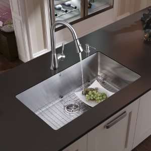 Vigo VG15110 Farmhouse Stainless Steel Kitchen Sink, Faucet, Colande