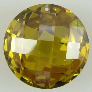  20mm faceted CZ cubic zirconia coin disc pendantcitrine 