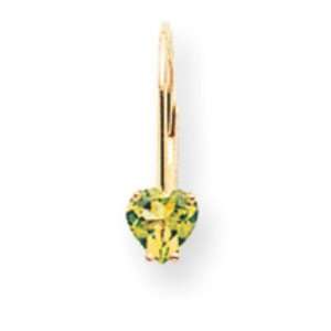  14k Yellow Gold 5mm Heart Peridot Earring Jewelry